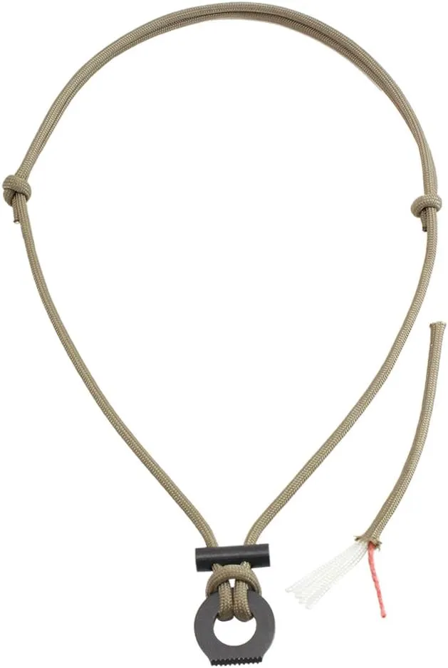 PSKOOK Fire Starter Necklace, Survival Paracord Necklace with Flint and Steel, Bushcraft Necklace for Camping, Hiking and Backpacking