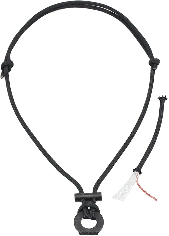 PSKOOK Fire Starter Necklace, Survival Paracord Necklace with Flint and Steel, Bushcraft Necklace for Camping, Hiking and Backpacking