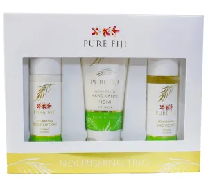 Pure Fiji Nourishing Trio, Ideal Spa Bath Gift Set for Women - Travel Kit - Includes Exotic Body Oil, Hydrating Body Lotion For Women and Nourishing Hand Cream, Noni Scent