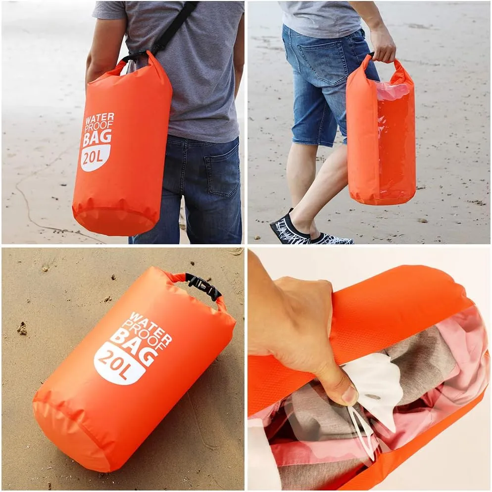 PVC Dry Waterproof Bag Roll Top Dry Bag 10L/20L Water Sports Storage Bag Lightweight Dry Sack