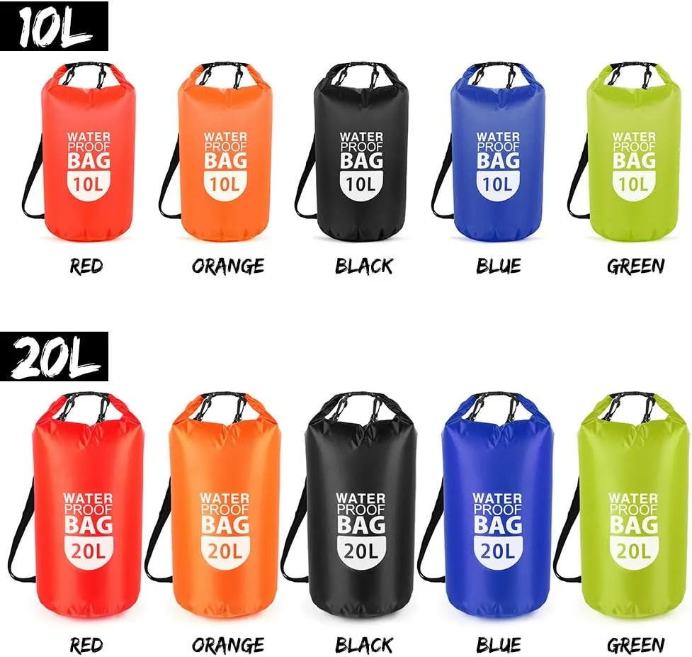 PVC Dry Waterproof Bag Roll Top Dry Bag 10L/20L Water Sports Storage Bag Lightweight Dry Sack