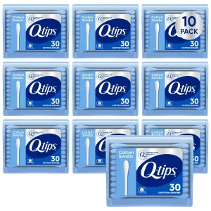 Q-Tips Cotton Swabs 30 Count 10-Pack – Travel-Size Q-Tips with Soft Tips, Makeup Tools, Beauty, Personal Care & Household Essentials