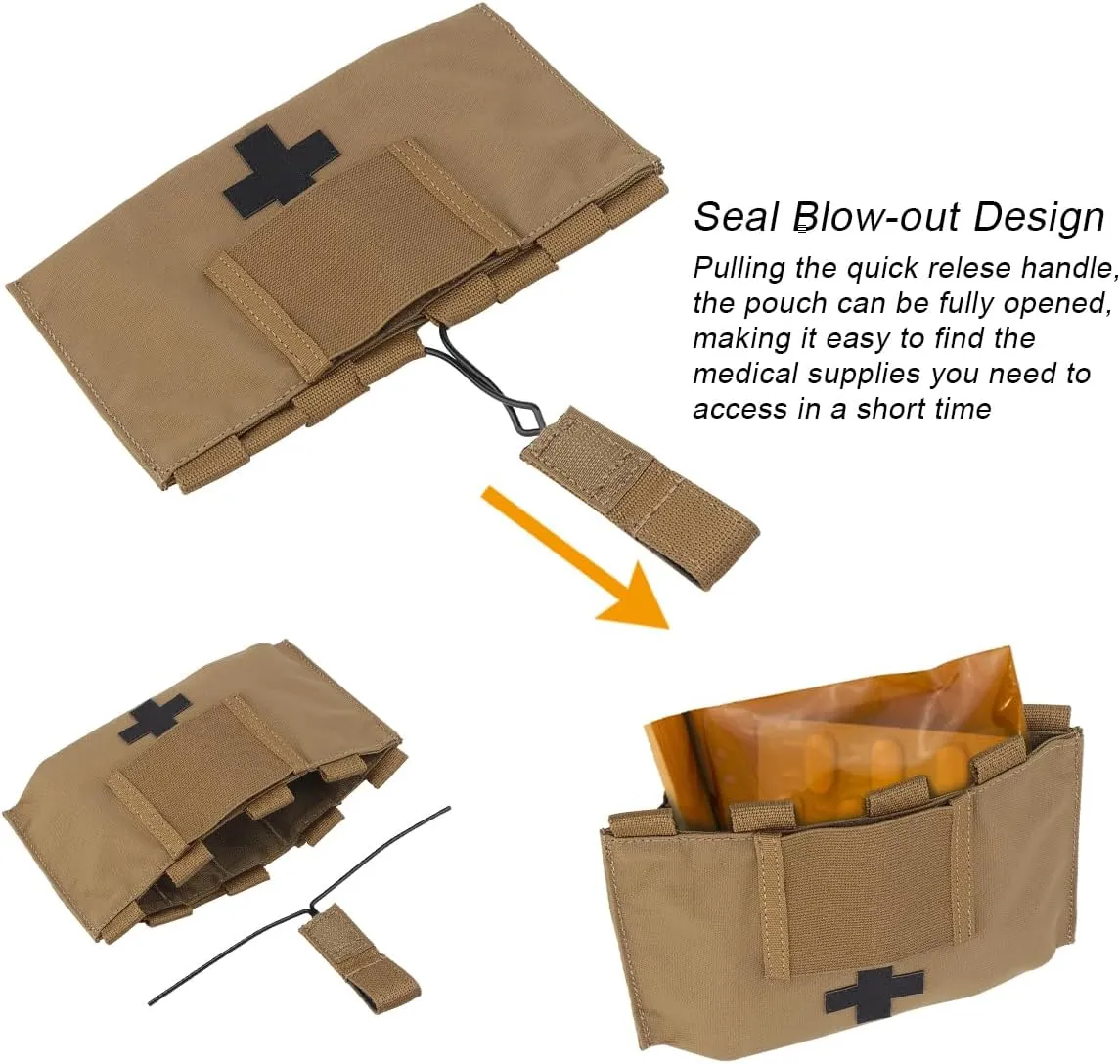 Qavctw Tactical First Aid Pouch Quick-Release EMT Medical Pouch Blow Out Kit Bag with MOLLE and Belt Loop IFAK Pouch