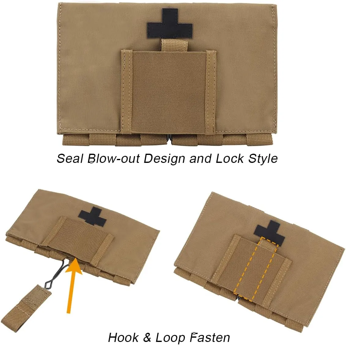 Qavctw Tactical First Aid Pouch Quick-Release EMT Medical Pouch Blow Out Kit Bag with MOLLE and Belt Loop IFAK Pouch