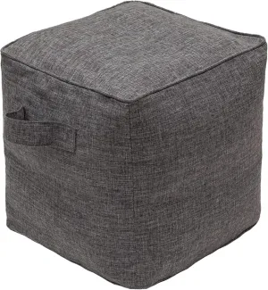 QILLOWAY Indoor/Outdoor Inflatable Stool, Ottoman Pouf Cube 16",All Weather Foot Rest for Camping or Home (Charcoal Grey/Black)