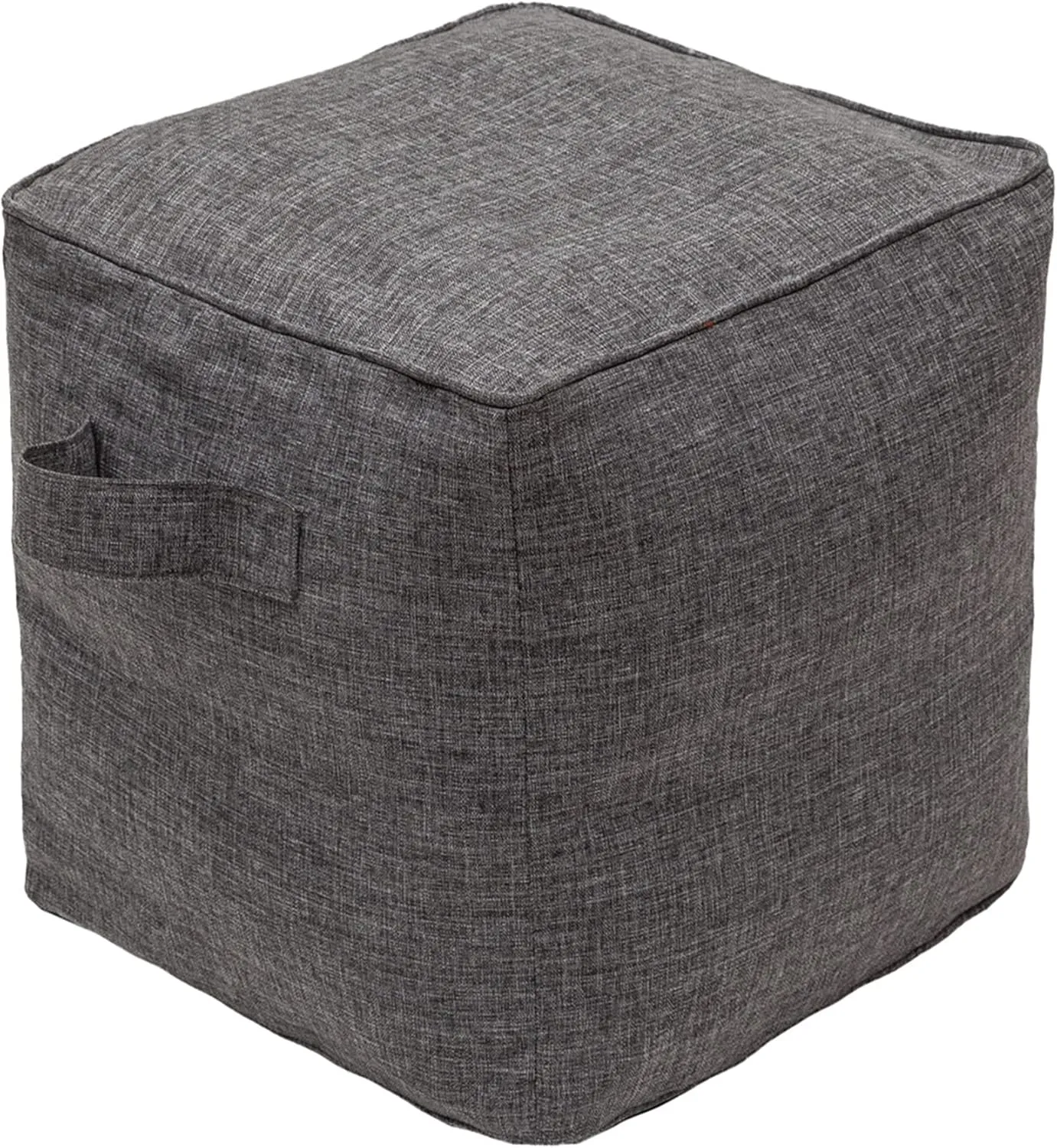 QILLOWAY Indoor/Outdoor Inflatable Stool, Ottoman Pouf Cube 16",All Weather Foot Rest for Camping or Home (Charcoal Grey/Black)