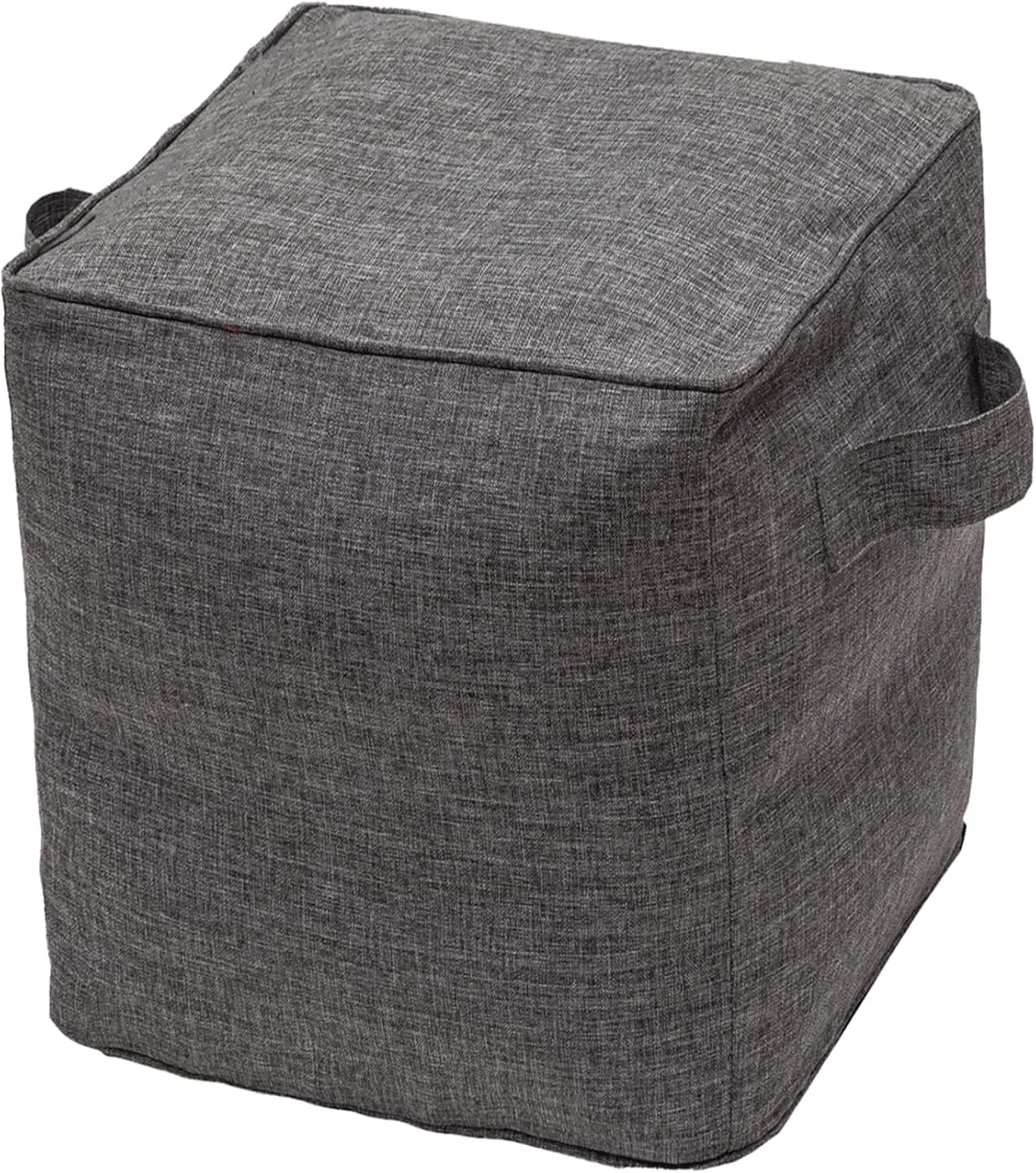 QILLOWAY Indoor/Outdoor Inflatable Stool, Ottoman Pouf Cube 16",All Weather Foot Rest for Camping or Home (Charcoal Grey/Black)