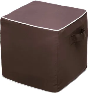 QILLOWAY Indoor/Outdoor Inflatable Stool, Ottoman Pouf Cube 16",All Weather Foot Rest for Camping or Home (Coffee)