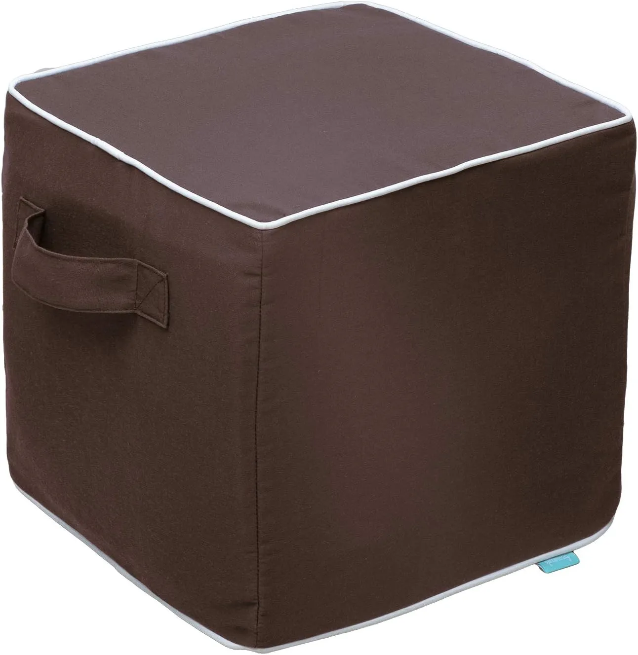 QILLOWAY Indoor/Outdoor Inflatable Stool, Ottoman Pouf Cube 16",All Weather Foot Rest for Camping or Home (Coffee)