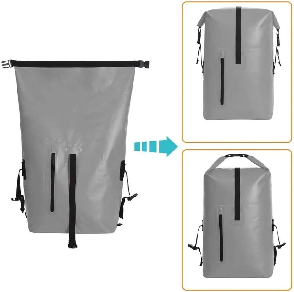 qiuqiu Waterproof Dry Bags Backpack, 40L Heavy Duty Roll-Top Closure Travel Backpack for Boating, Beach, Kayaking, Skiing, Fishing, Camping, Swimming