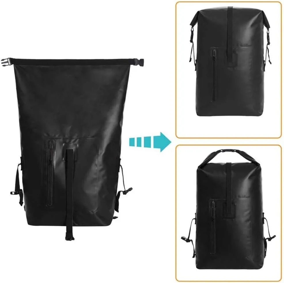 qiuqiu Waterproof Dry Bags Backpack, 40L Heavy Duty Roll-Top Closure Travel Backpack for Boating, Beach, Kayaking, Skiing, Fishing, Camping, Swimming
