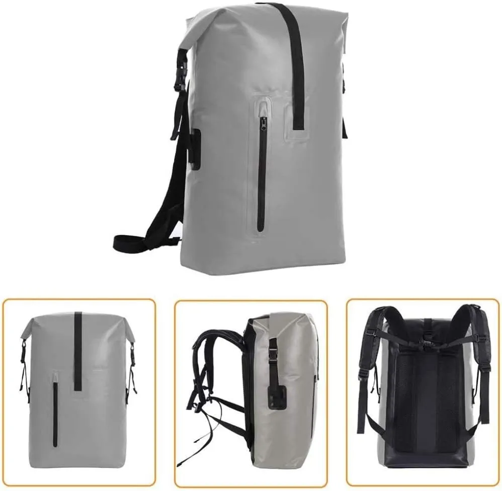 qiuqiu Waterproof Dry Bags Backpack, 40L Heavy Duty Roll-Top Closure Travel Backpack for Boating, Beach, Kayaking, Skiing, Fishing, Camping, Swimming
