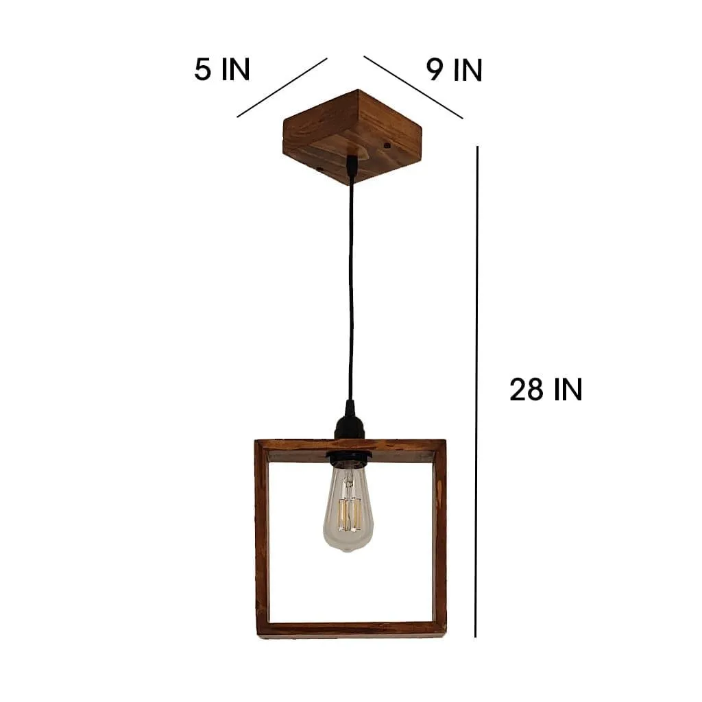 Quattro Brown Wooden Single Hanging Lamp
