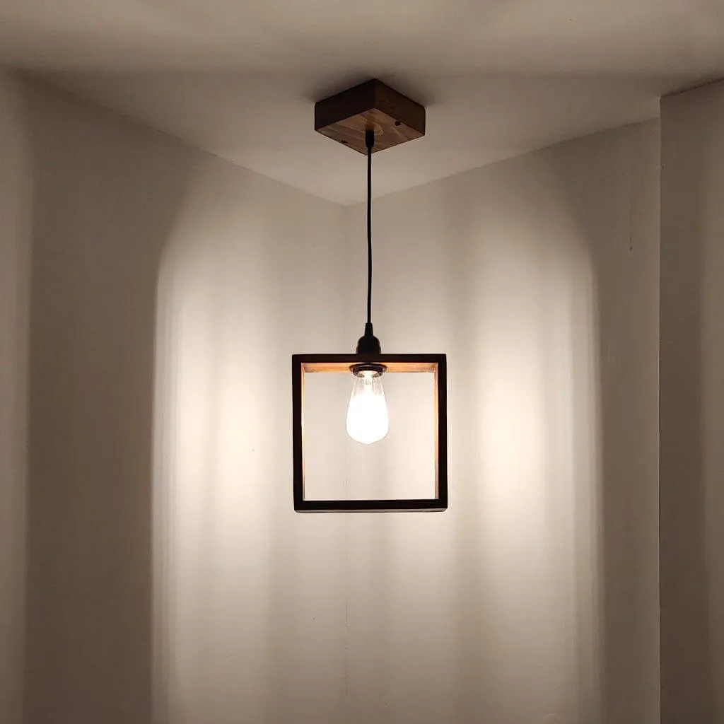 Quattro Brown Wooden Single Hanging Lamp