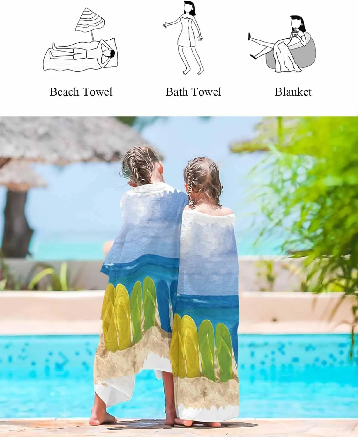 Quick-Drying Microfiber Beach Towel, Coastal Beach Theme Soft Absorbent Bath Shower Towels, Retro Wood Grain Lightweight Portable Towel/Blanket for Travel/Swimming Pool/Camping/Yoga/Gym，35x70 Inch