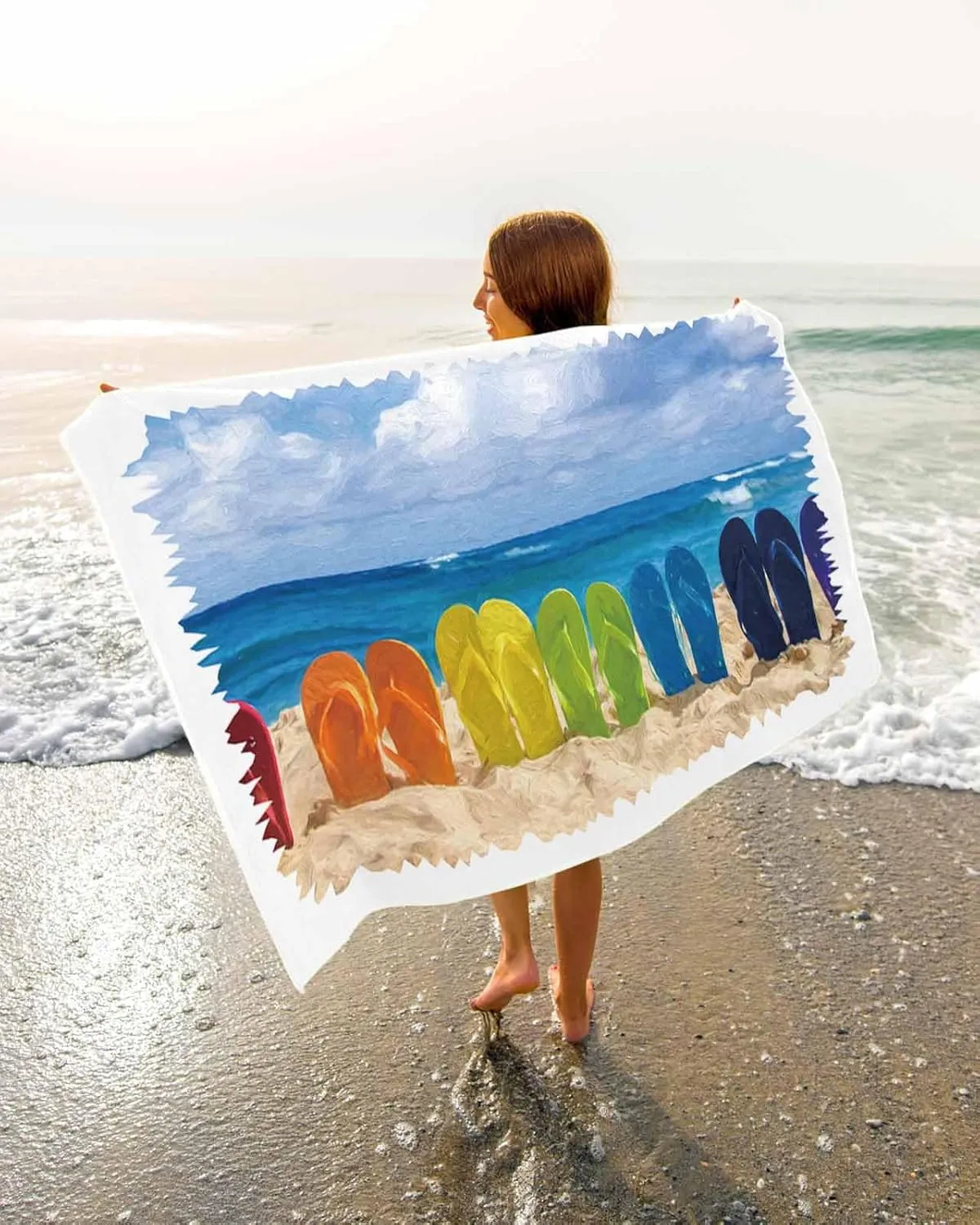 Quick-Drying Microfiber Beach Towel, Coastal Beach Theme Soft Absorbent Bath Shower Towels, Retro Wood Grain Lightweight Portable Towel/Blanket for Travel/Swimming Pool/Camping/Yoga/Gym，35x70 Inch