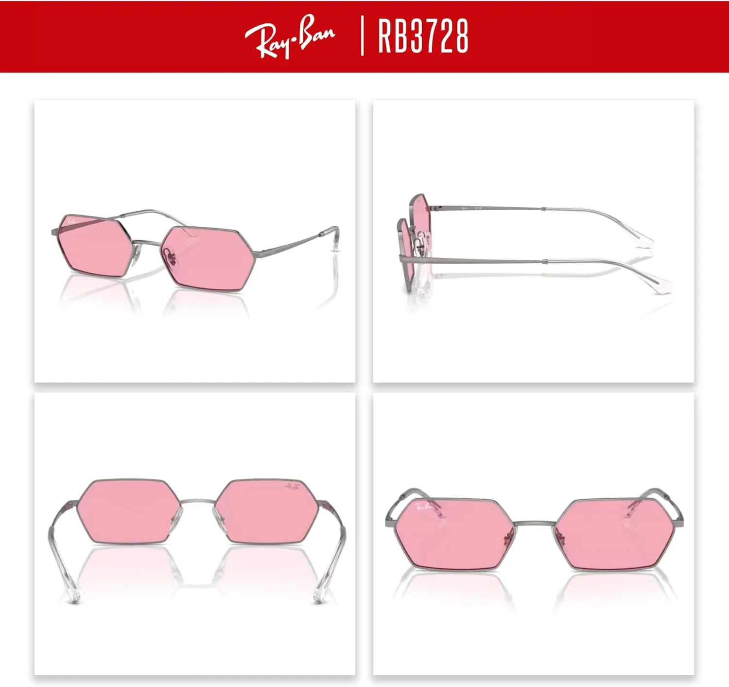 Ray-Ban RB3728 Yevi Hexagonal Sunglasses For Men For Women   BUNDLE With Designer iWear Complimentary Eyewear Kit