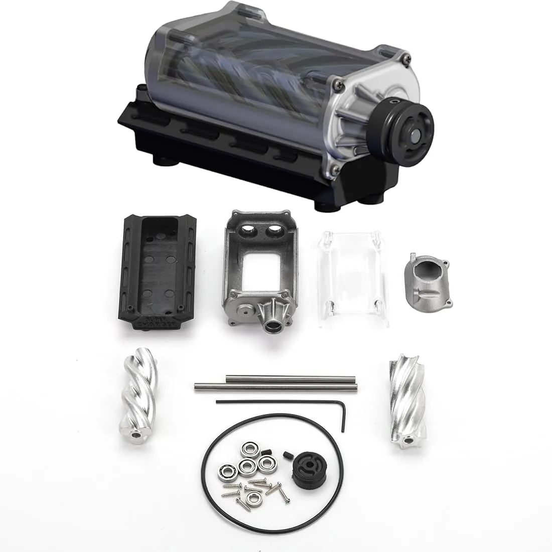 RC 1:10 Supercharger Model with Metal Moving Parts, CNC Dynamic Supercharger for V8 Mini Car Engine Motor Model DIY Assembly Toy Set Gifts for Adults - KIT Version
