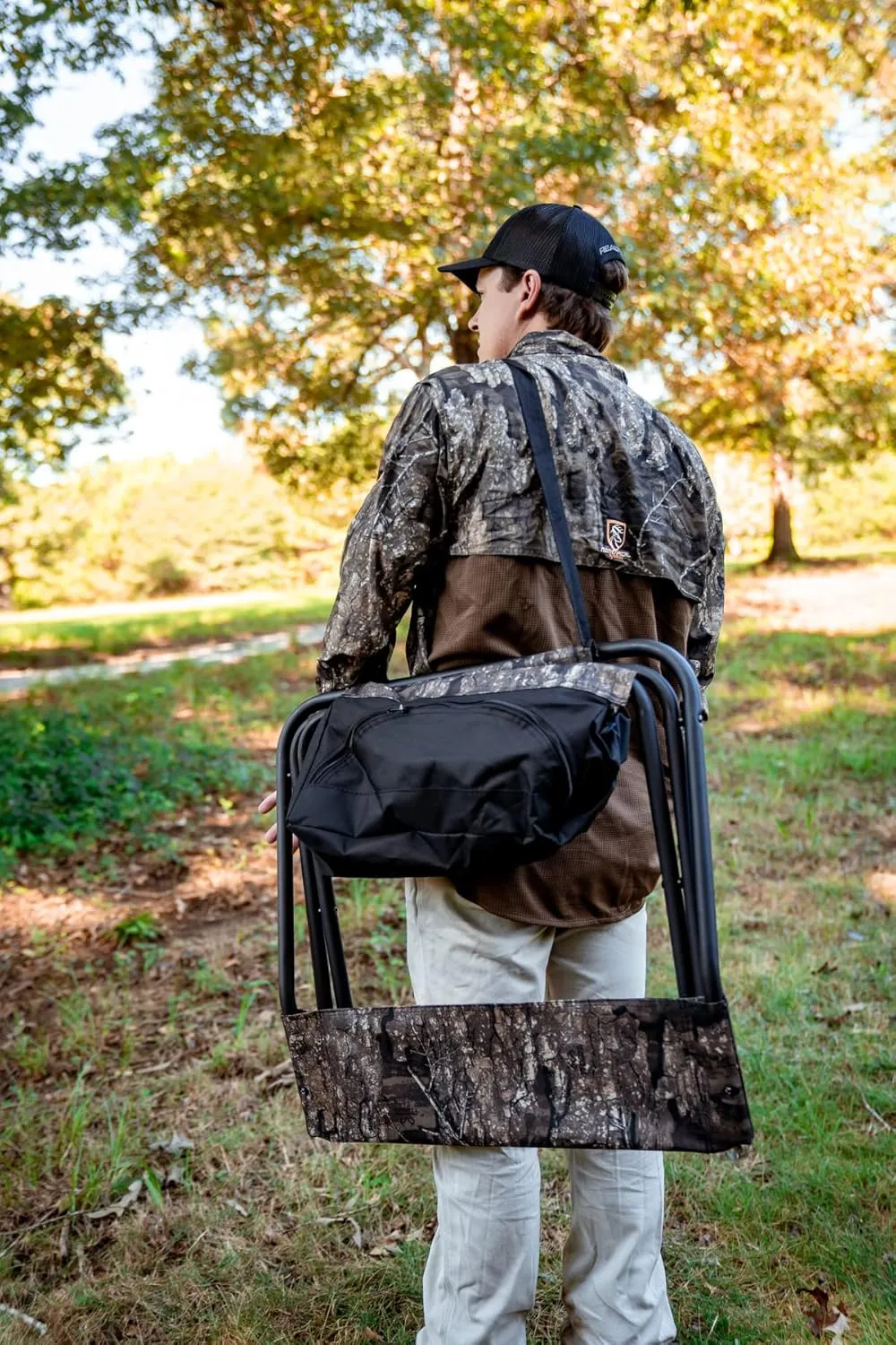 Realtree Timber/Edge Camo Folded Portable Lightweight Chairs and Stools for Hunting, Fishing and Camping (Timber XL Flyaway Dove Stool)