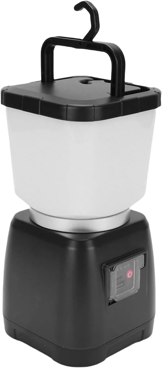Rechargeable Camping Lantern with Hand Crank Solar Charging, 6000mAh Power Bank, IPX4 Water Proof, Dual Light Modes & Portable Hook for Outdoor Emergencies, Hiking (BLACK)
