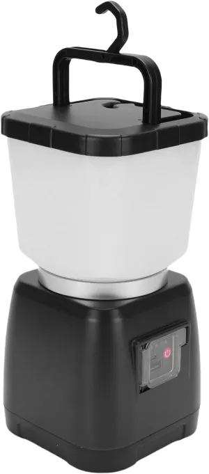 Rechargeable Camping Lantern with Hand Crank Solar Charging, 6000mAh Power Bank, IPX4 Water Proof, Dual Light Modes & Portable Hook for Outdoor Emergencies, Hiking (BLACK)