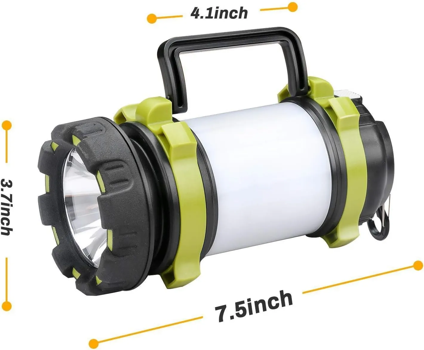 Rechargeable LED Camping Lantern with 6 Modes, High Brightness | 3000mAh Power Bank Light for Hiking | Waterproof Electric Lantern Flashlight Combo - 2PK (Grey/Lime)