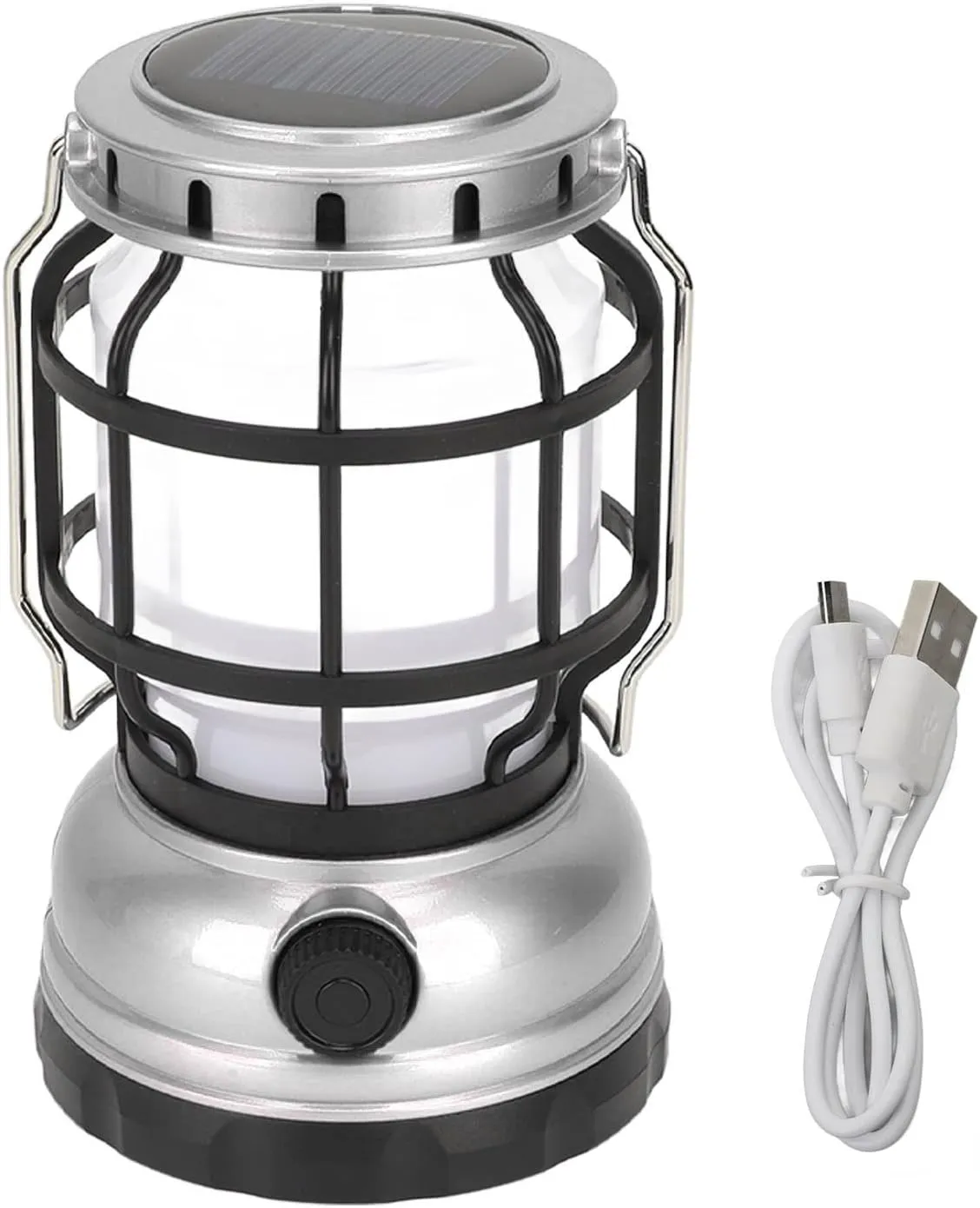 Rechargeable Solar Camping Lantern, Rechargeable Solar Camping Lantern with USB Ports, Gradual Dimming Camping Tent Light, Solar Camping Light for Hiking and Emergencies (C)
