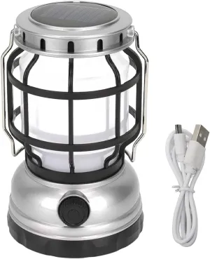 Rechargeable Solar Camping Lantern, Rechargeable Solar Camping Lantern with USB Ports, Gradual Dimming Camping Tent Light, Solar Camping Light for Hiking and Emergencies (C)