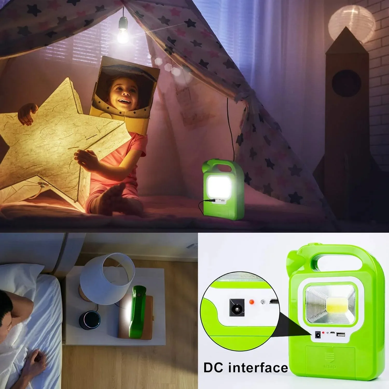 Rechargeable Solar Camping Lantern with LED Flashlight for Emergencies & Survival