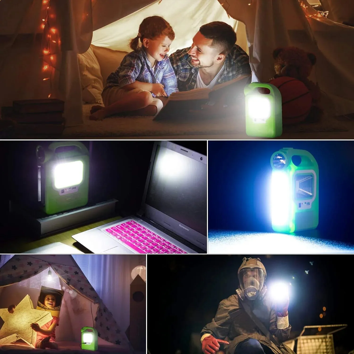Rechargeable Solar Camping Lantern with LED Flashlight for Emergencies & Survival