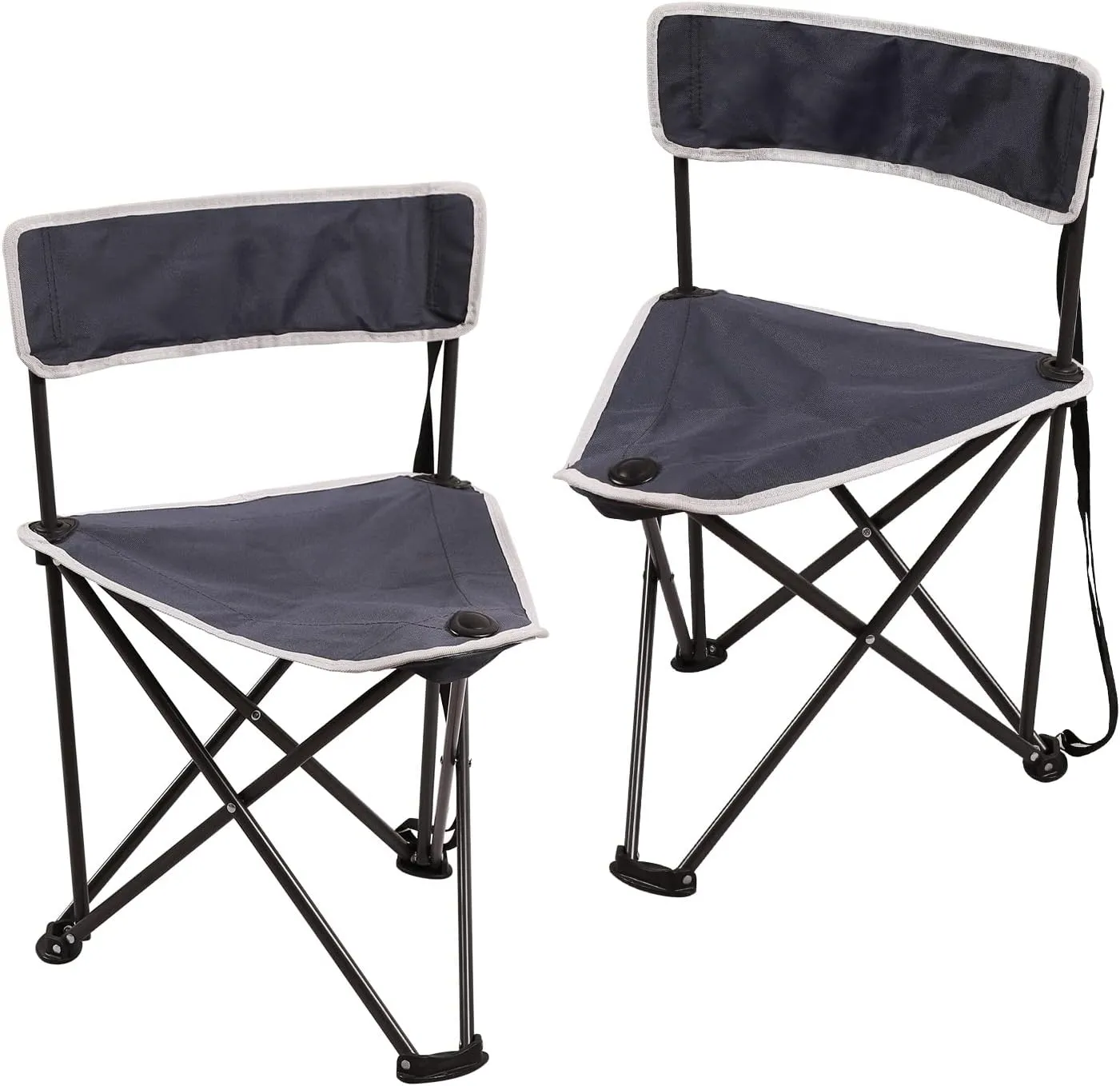 REDCAMP 2 Pack Tripod Camping Chairs Folding Lightweight, Portbal 3 Legged Tripod Stool Seat with Backrest, Small Camping Chair Compact for Adults Fishing Hunting, Dark Blue