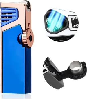 Refillable Jet Lighter, Metal Triple Jet Torch Lighter, Portable Flint Lighter, Men's Gift, Suitable for Candle Hiking Gear Lighter(Blue)