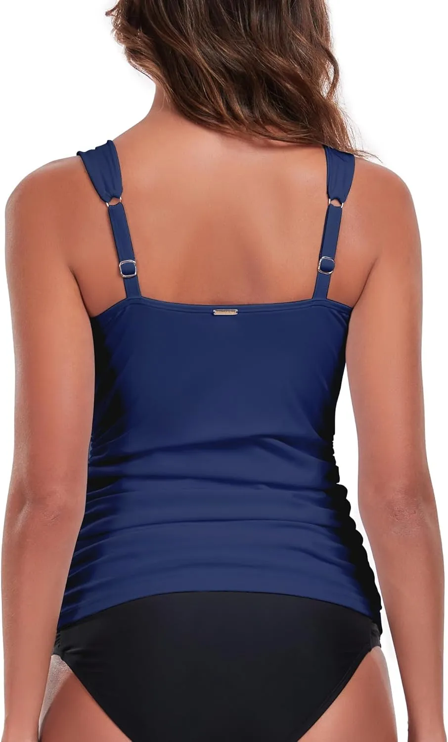 RELLECIGA Women's Bandeau Tankini Top Ruched Tummy Control Swimsuits Top
