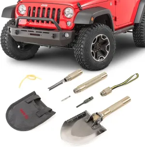 RES-Q Multi Function Trail Shovel - Includes Ballistic Nylon Protective Pouch, Axe Blade, Saw Blade, Ruler, Shovel, Hoe, Nylon Lanyard, Serrated Knife Blade, Leverage Bar, Screwdrivers and More