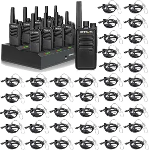 Retevis RT68 2 Way Radio(10 Pack) with Walkie Talkie Earpiece(40 Pack), Long Range Walkie Talkies with 10 Multi Way Charger, Easier Securer Charging, 1200mAh, Compact Handheld Two Way Radios