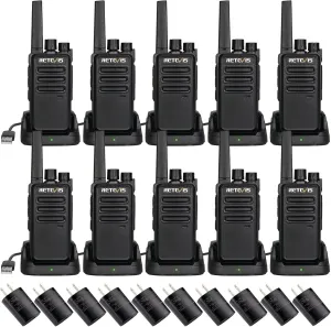 Retevis RT68 Two Way Radio Long Range Walkie Talkies for Adults,Compact, Rugged, Heavy Duty 2 Way Radios Rechargeable with USB Charging Base, for School Restaurant Church Business(10 Pack)