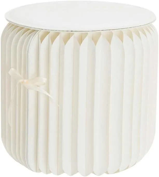 Retractable Stool Folding Chair Outdoor Stool Fishing Kraft Paper Folding Stool (White)