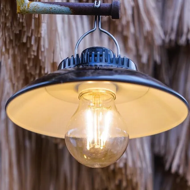 Retro Camping Tent Light 5W Hanging Outoor Atmosphere Filament Bulb Flying Saucer Straw Hat Sphere Outdoor Light