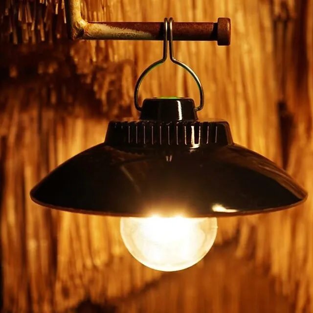Retro Camping Tent Light 5W Hanging Outoor Atmosphere Filament Bulb Flying Saucer Straw Hat Sphere Outdoor Light