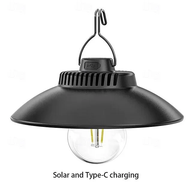 Retro Camping Tent Light 5W Hanging Outoor Atmosphere Filament Bulb Flying Saucer Straw Hat Sphere Outdoor Light