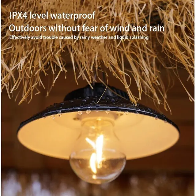 Retro Camping Tent Light 5W Hanging Outoor Atmosphere Filament Bulb Flying Saucer Straw Hat Sphere Outdoor Light