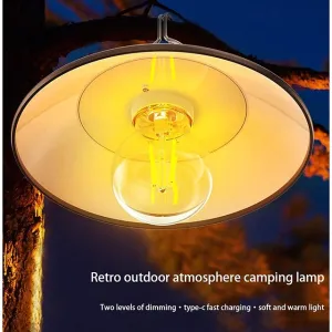 Retro Camping Tent Light 5W Hanging Outoor Atmosphere Filament Bulb Flying Saucer Straw Hat Sphere Outdoor Light
