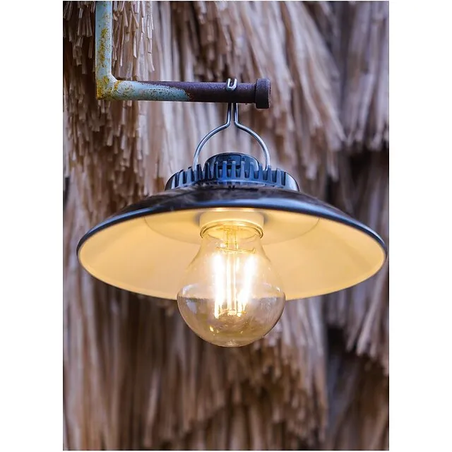 Retro Camping Tent Light 5W Hanging Outoor Atmosphere Filament Bulb Flying Saucer Straw Hat Sphere Outdoor Light