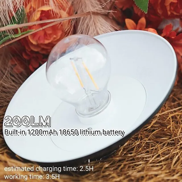Retro Camping Tent Light 5W Hanging Outoor Atmosphere Filament Bulb Flying Saucer Straw Hat Sphere Outdoor Light
