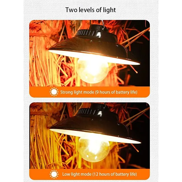 Retro Camping Tent Light 5W Hanging Outoor Atmosphere Filament Bulb Flying Saucer Straw Hat Sphere Outdoor Light