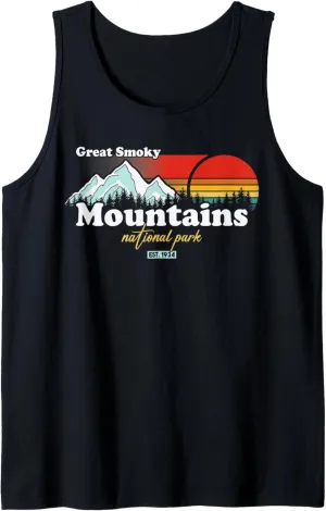 Retro Great Smoky Mountains Sunrise Mountains Vintage Nature Tank Top