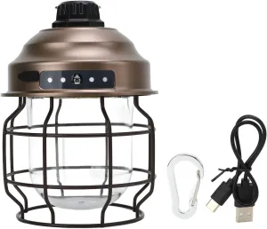Retro LED Camping Lantern, Portable Rechargeable Outdoor Lantern with Type C Fast Charging, IPX4 Waterproof Camping Lantern for Rainy Conditions, Dimmable Outdoor Lantern
