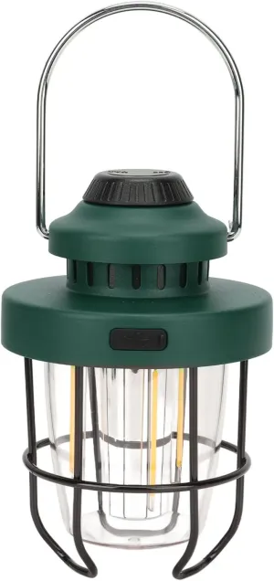 Retro LED Camping Lantern, Vintage Camping Light Rechargeable Tent Lamp with 2000mAh Battery & Type C Charging for Outdoor Hiking IPX4 (Dark Green)