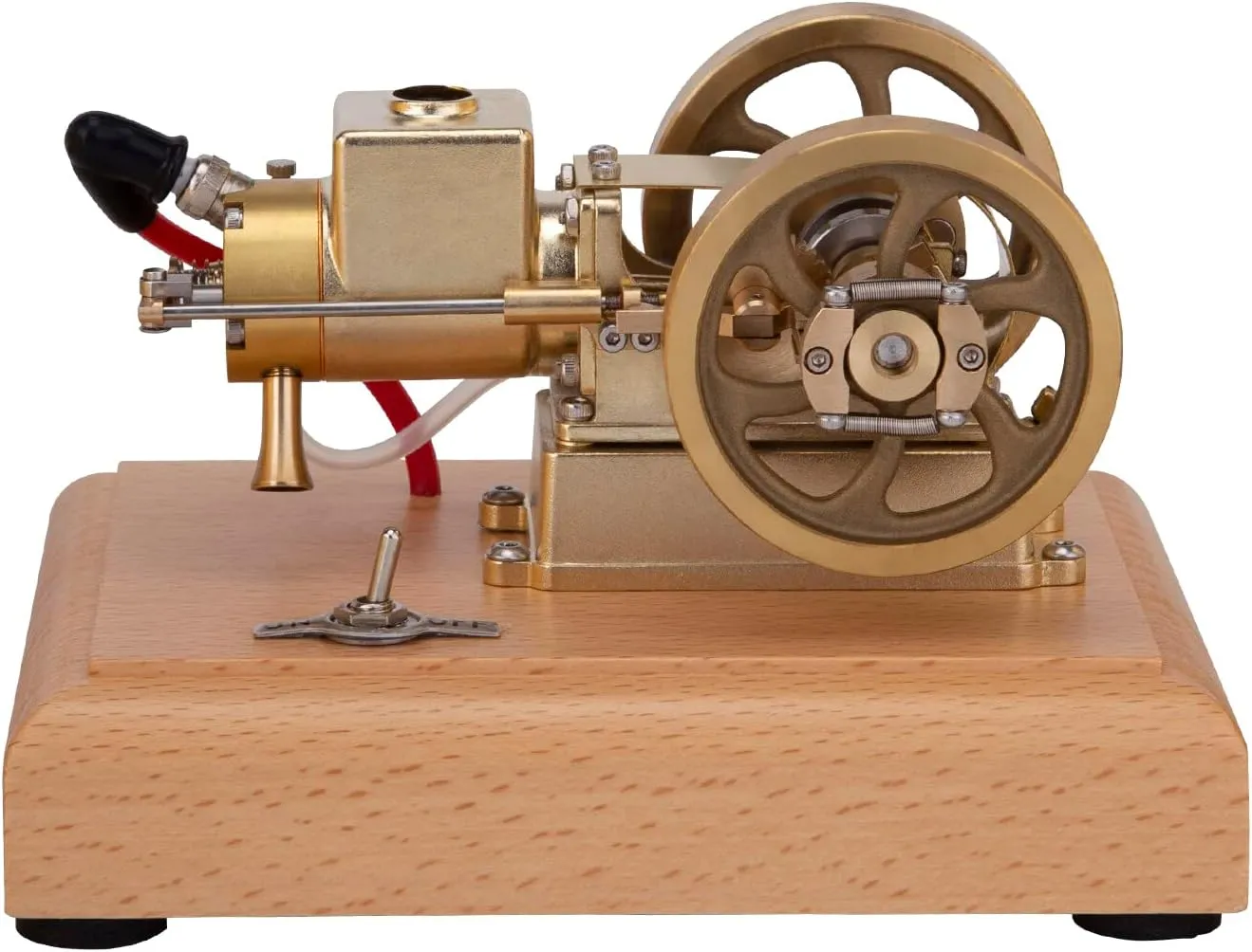 Retro Steam Engine Model Kit, 1.6CC Horizontal Hit and Miss Water-Cooled Four-Stroke Gasoline Engine with Flywheel Governor for Physical Science Experiment Display & Decoration