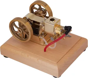 Retro Steam Engine Model Kit, 1.6CC Horizontal Hit and Miss Water-Cooled Four-Stroke Gasoline Engine with Flywheel Governor for Physical Science Experiment Display & Decoration